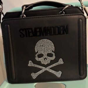 Steve Madden Black Rhinestone Skull Bag